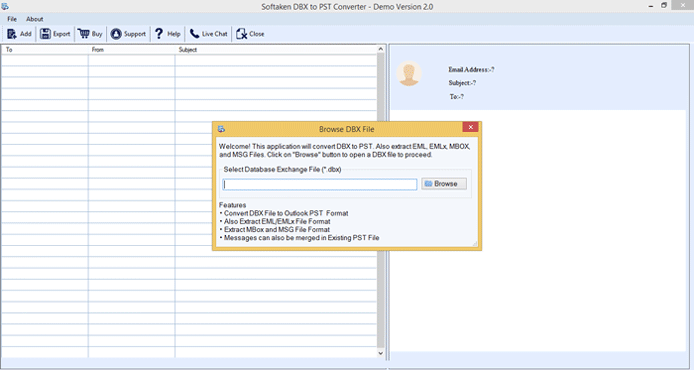 Softakensoftware DBX to Outlook screenshot