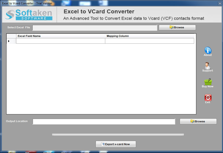 Softaken Excel to VCF Converter screenshot