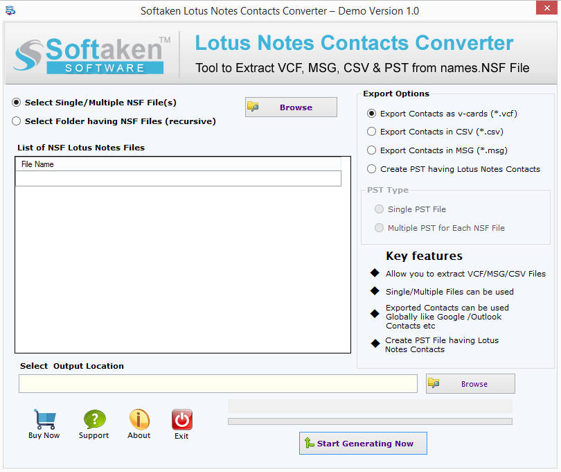 Lotus Notes Contacts Converter Tool screenshot