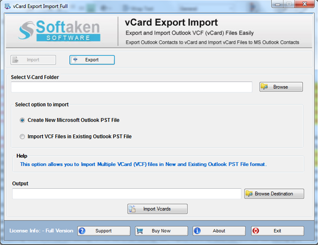 Windows 7 Softaken vCard Export and Import 1.0 full