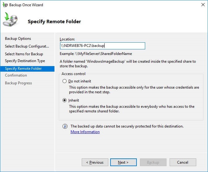 Specify Remote Folder