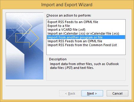 import pst file