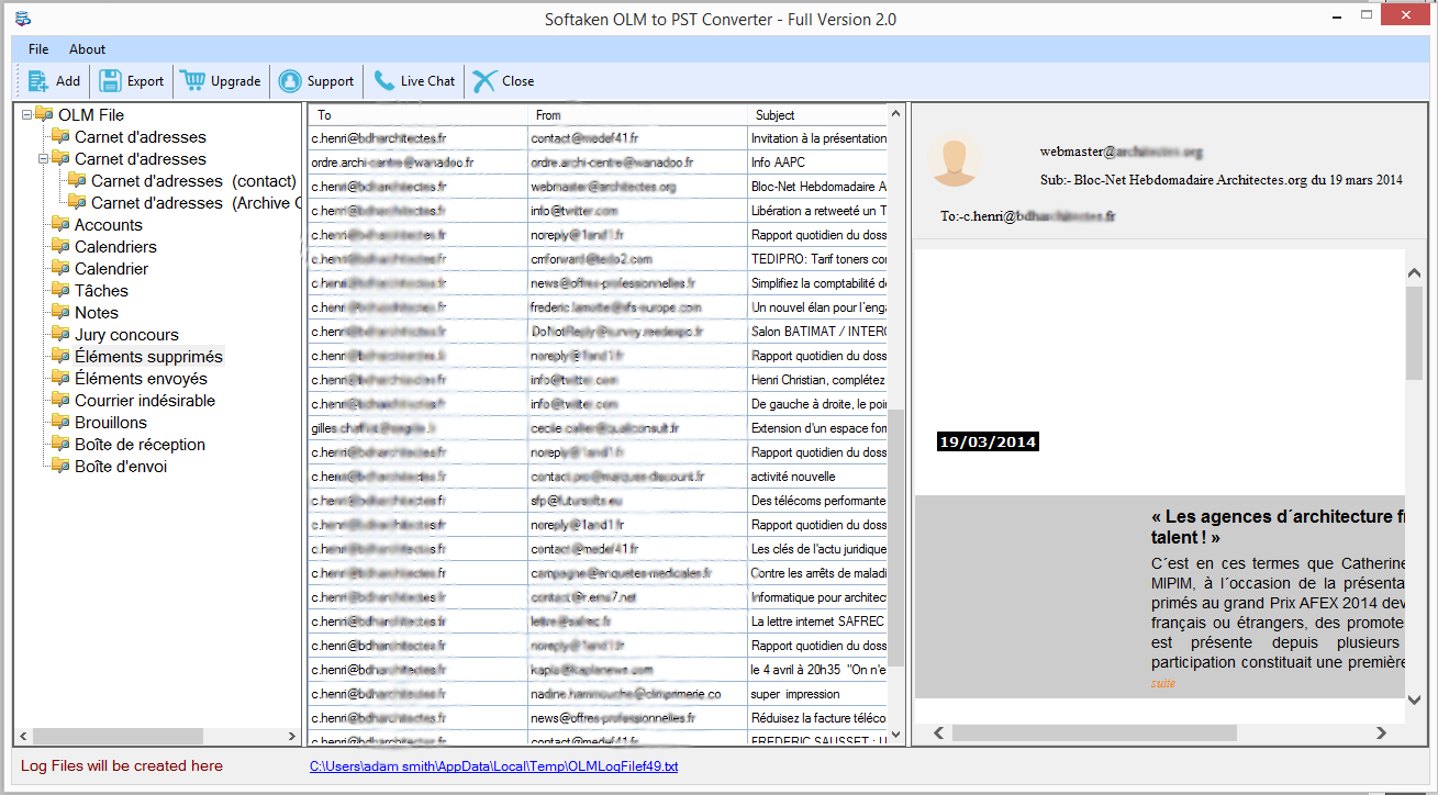 Convert OLM File