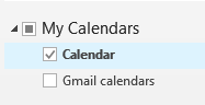 selected calendar folder