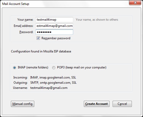 Enable Imap Radio Button