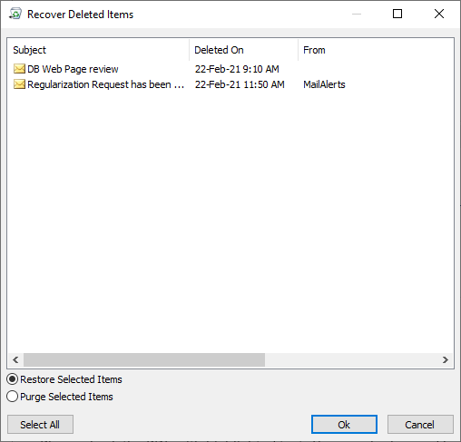 Recover Deleted Items