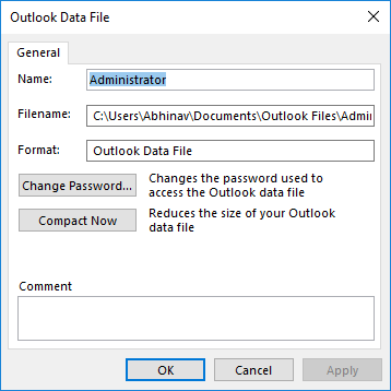 outlook data file