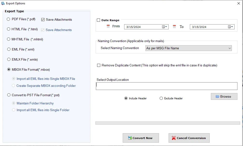 MSG to MBOX export
