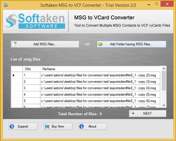 Import MSG to VCF
